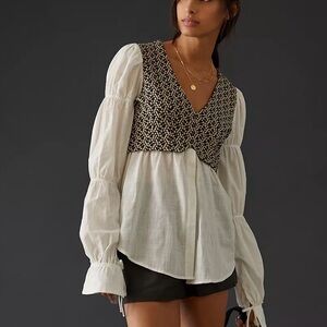 By Anthropologie Layered Jacquard Vest & Blouse
